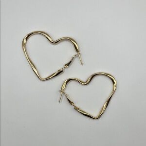 Gold Heart-Shaped Hoop Earrings